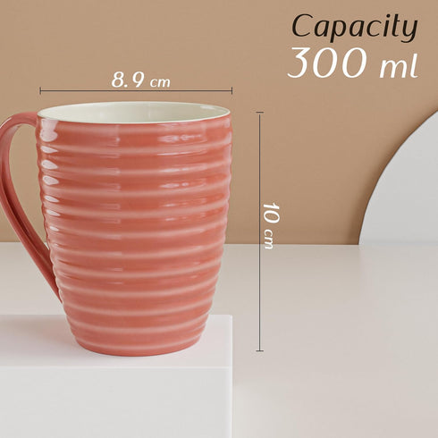Spiral Pink Ceramic Coffee Mug (Set of 4) - The Earth Store - Mugs